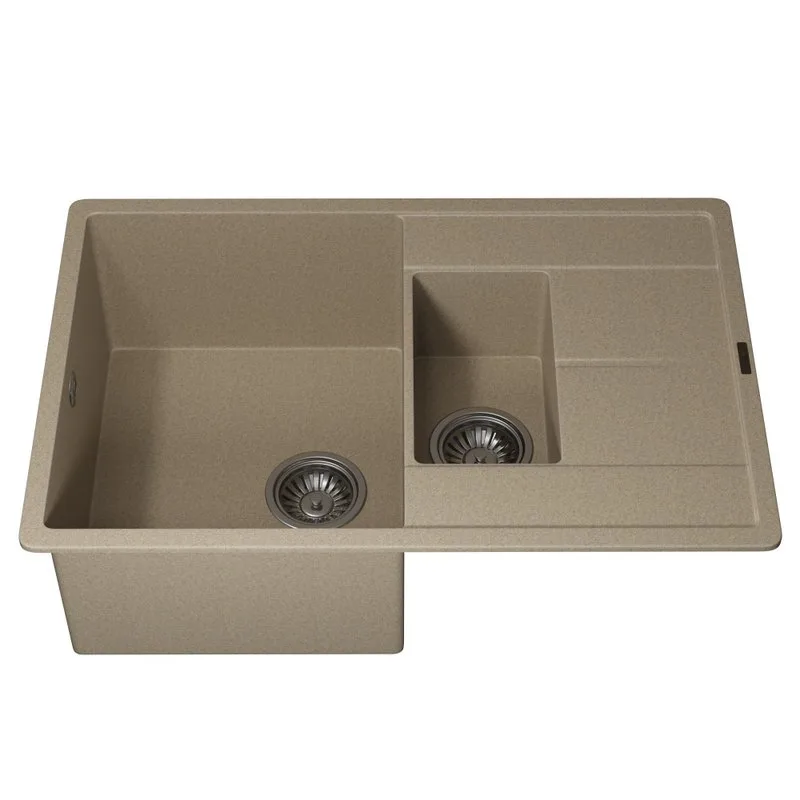 Кухонная мойка кварцевая Uperwood Quartz UPD-05-02, прямоугольная двухсекционная, бежевая Sancos — официальный сайт