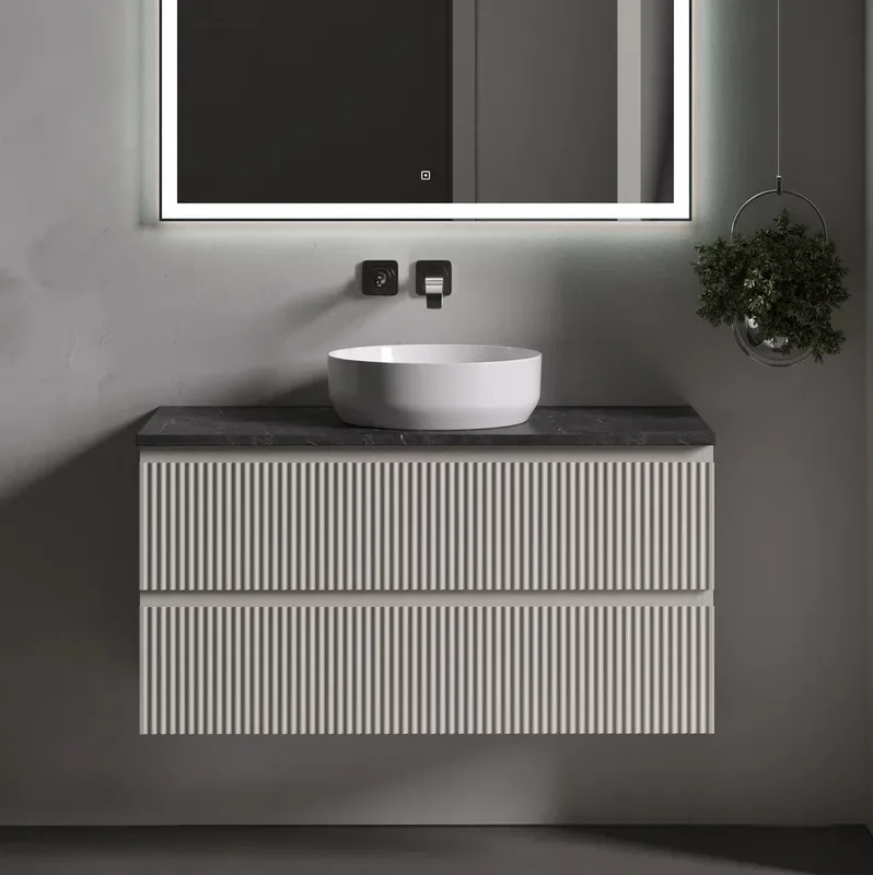 Тумба с раковиной Sancos Snob R 100 см, beige soft, столешница черный мрамор, раковина CN6022 Sancos — официальный сайт