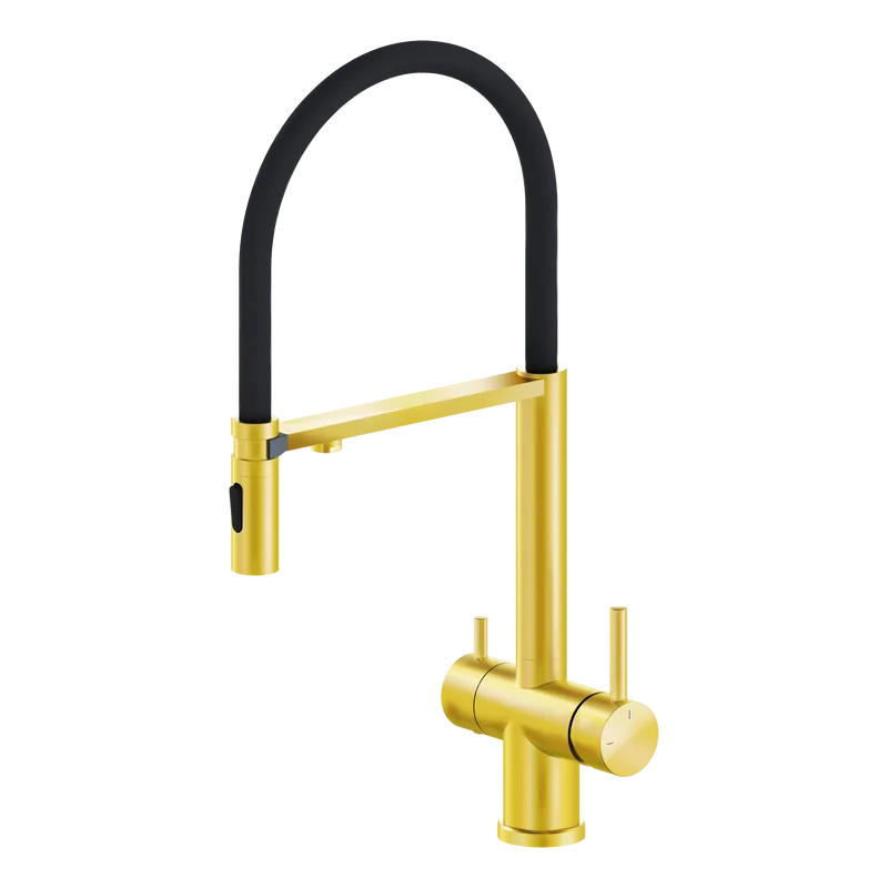 Смеситель для кухни AltroBagno Flusso 050205 Or с гибким изливом, золото Sancos — официальный сайт
