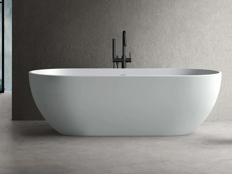 Ванна из искусственного камня Uni-Flo Oval 175x76 см, отдельностоящая белая глянцевая Sancos — официальный сайт