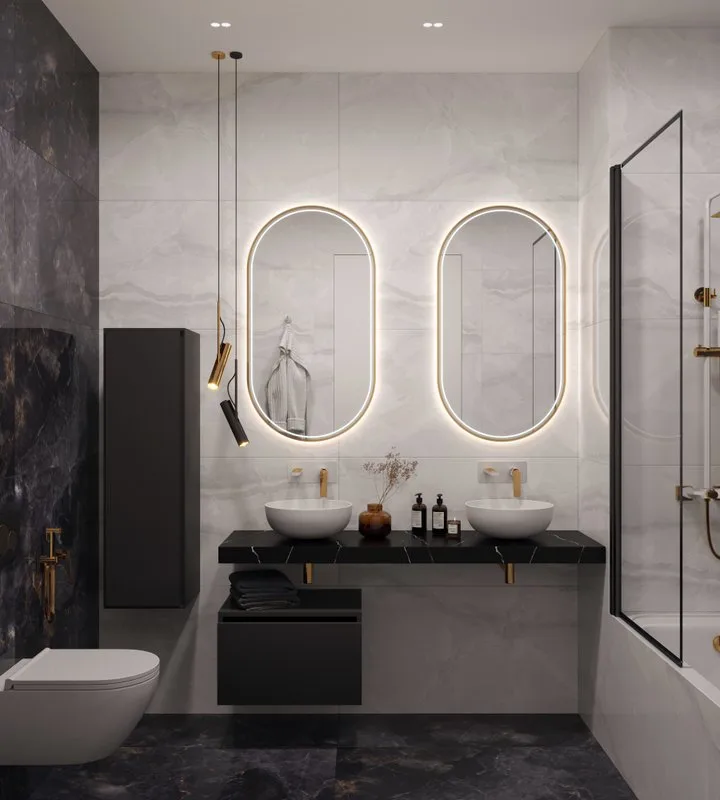 Столешница в ванную под раковину Armadi Art Flat Nero Marquina 160 с кронштейнами Sancos — официальный сайт