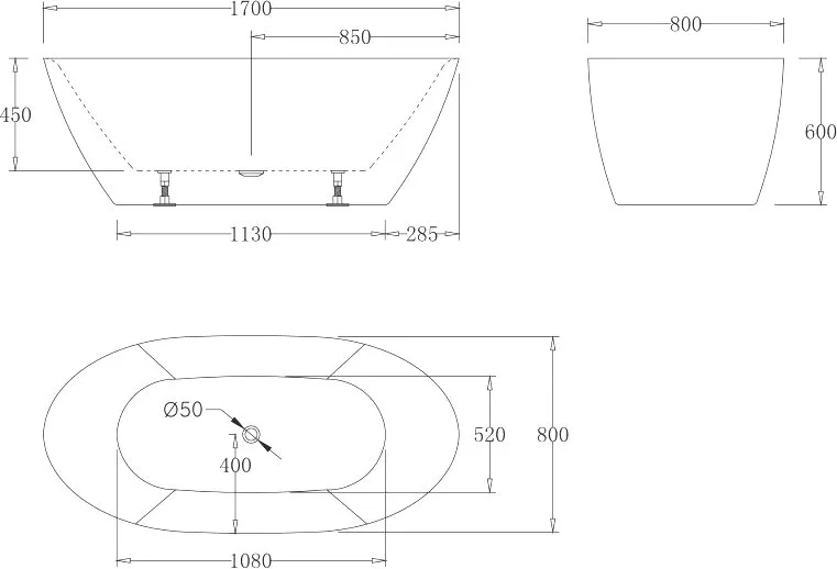Акриловая ванна BelBagno BB77-1700-W0 170x80 см, отдельностоящая, белая, овальная, на ножках Sancos — официальный сайт