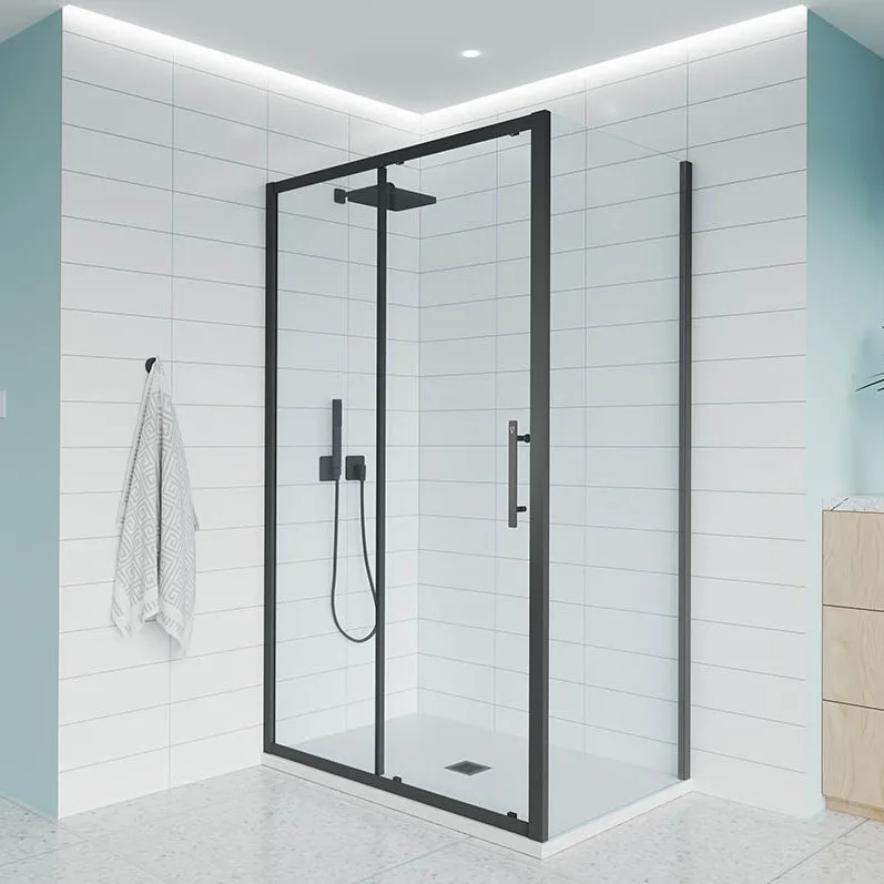 Душевой уголок Veconi Evo 100SP B 140х100 см, профиль матовый черный, стекло прозрачное Sancos — официальный сайт