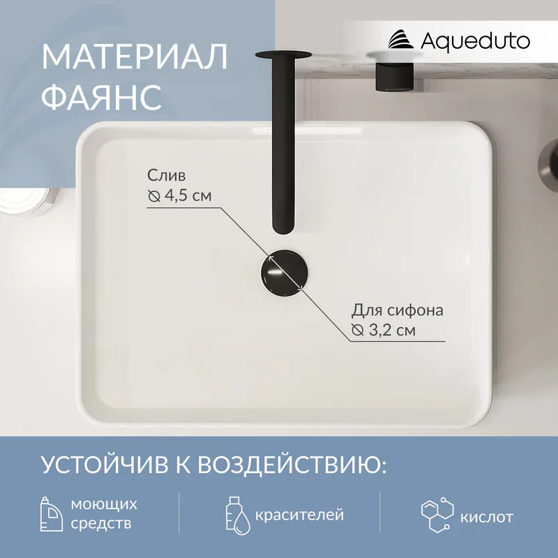 Накладная раковина Aqueduto Espiral ESP0410 50 см белая глянцевая Sancos — официальный сайт