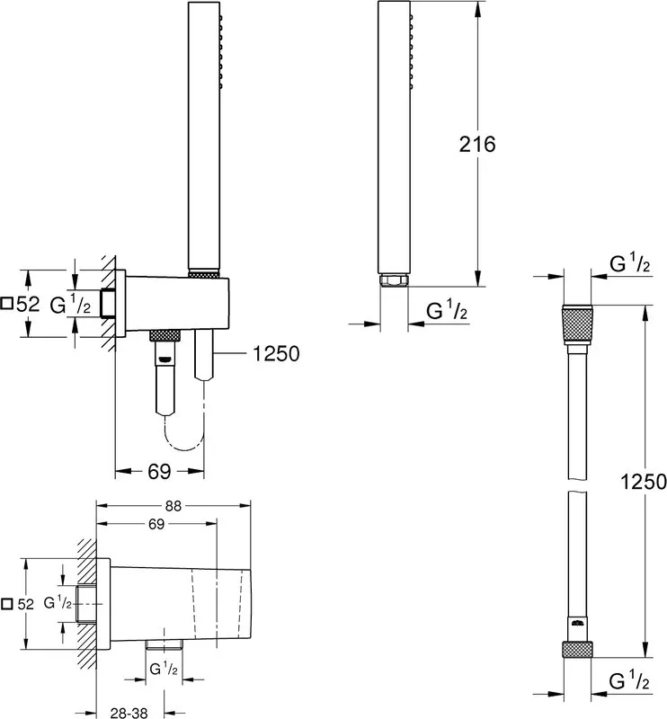 Душевой гарнитур Grohe Euphoria Cube Stick 26405000 Sancos — официальный сайт