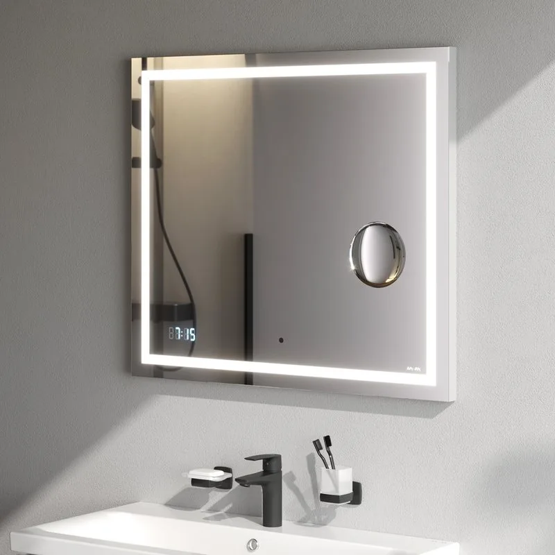 Зеркало AM.PM Gem 80 с LED-подсветкой, часами и косметическим зеркалом Sancos — официальный сайт