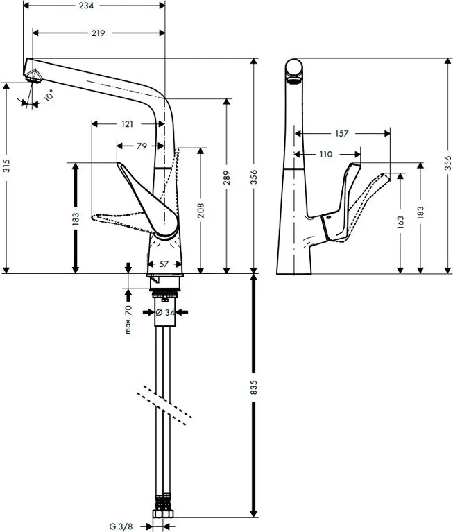 Смеситель для кухни Hansgrohe Metris 14822000 Sancos — официальный сайт