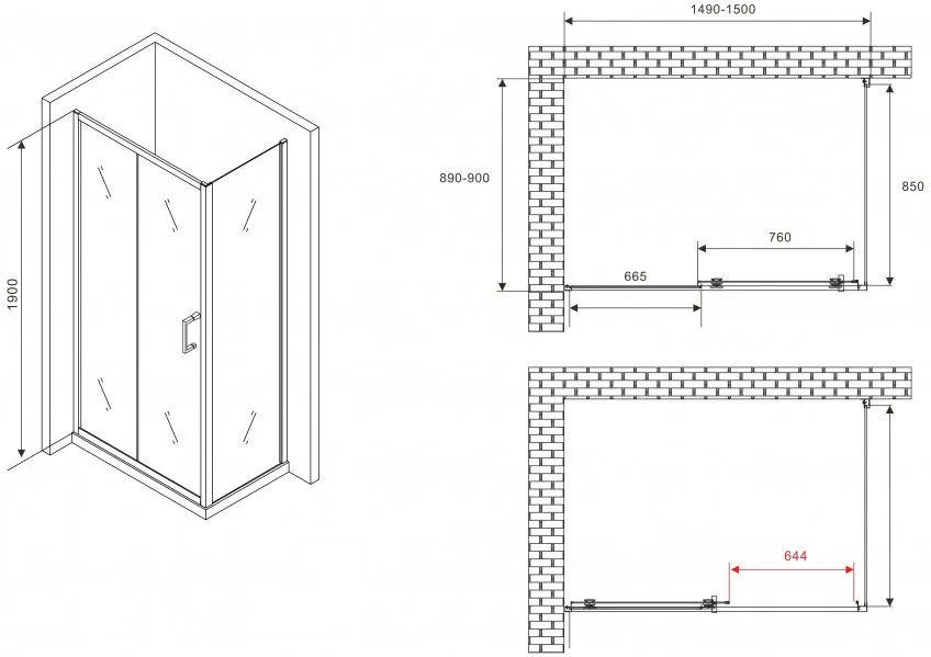 Душевой уголок Abber Schwarzer Diamant AG30150B5-S90B5 150x90, профиль черный, стекло прозрачное Sancos — официальный сайт