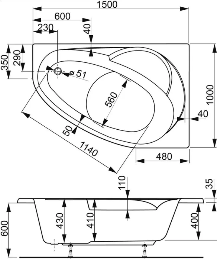Акриловая ванна Vagnerplast Flora VPBA151FLA3PX-04 без опоры 150x100 см, угловая, правая, пристенная Sancos — официальный сайт