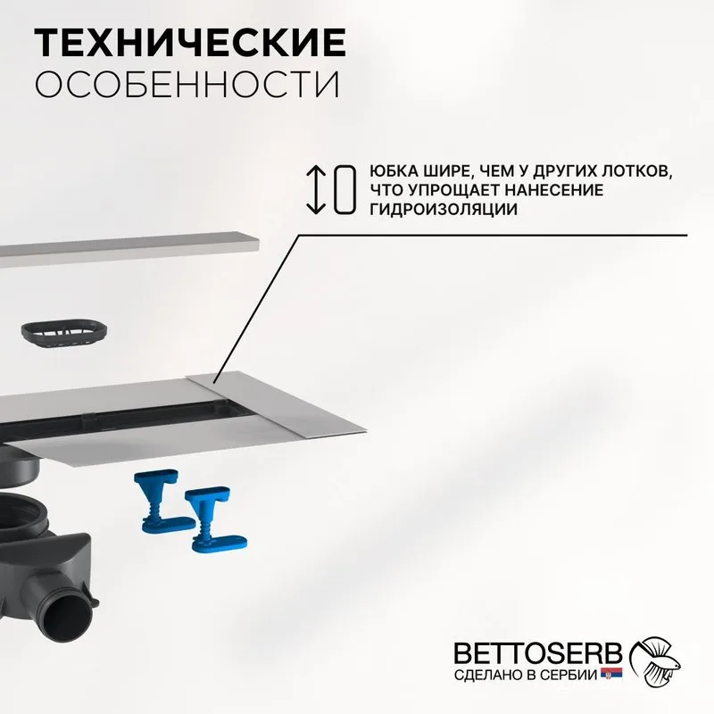 Душевой трап (лоток) BETTOSERB Frameless Line 650 Drain, матовый хром Sancos — официальный сайт