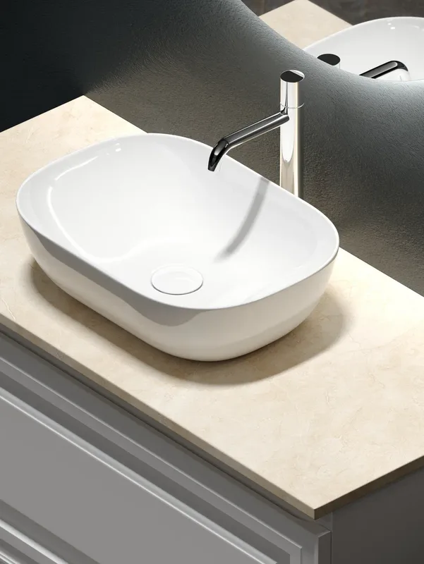 Тумба с раковиной Sancos Very 100 см, bianco, столешница бежевая, раковина CN6009 Sancos — официальный сайт