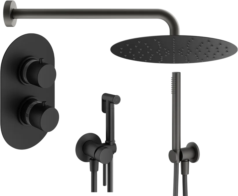 Комплект для ванной Plumberia Selection Ixo KITZXOT18NO С ВНУТРЕННЕЙ ЧАСТЬЮ, черный матовый Sancos — официальный сайт
