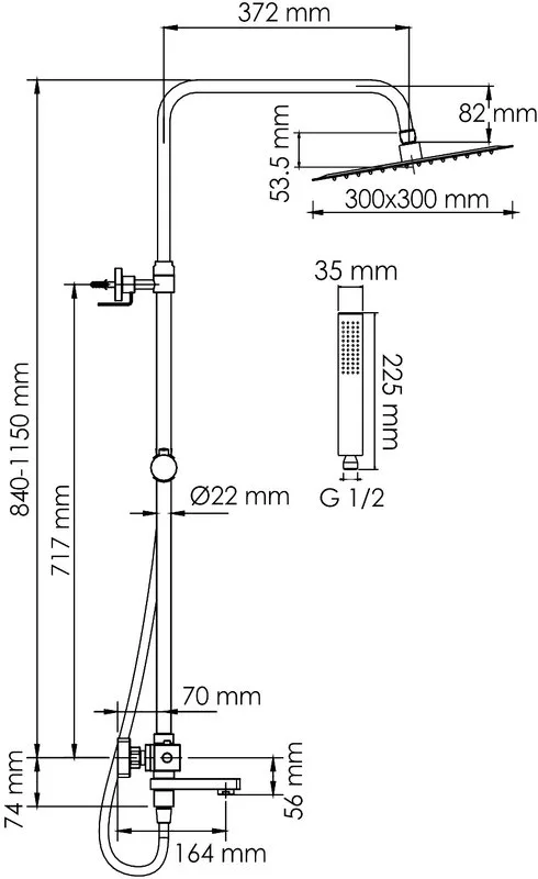 Душевая стойка Wasserkraft Abens 2000 A299.162.218.BM Thermo, с термостатом, черная Sancos — официальный сайт