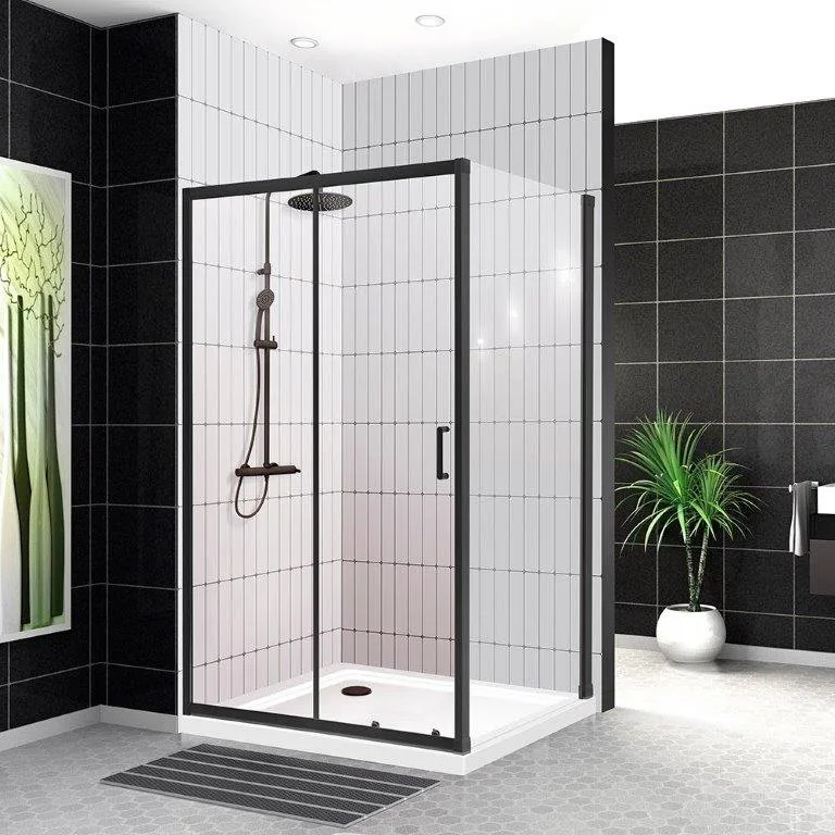 Душевой уголок BelBagno Uno 195 AH 1 120/80 C Nero профиль черный, стекло прозрачное Sancos — официальный сайт