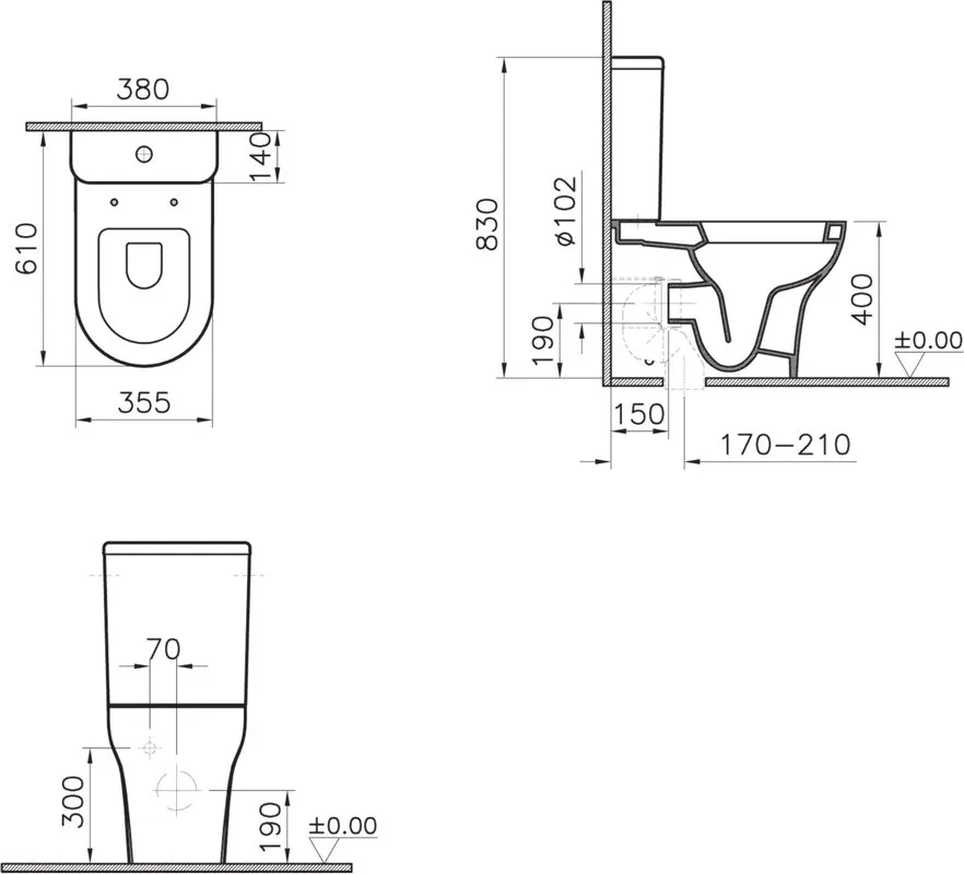 Унитаз-компакт напольный VitrA Zentrum 9012B003-7226 Sancos — официальный сайт