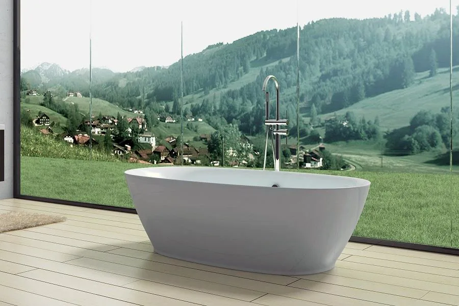 Акриловая ванна Art&Max AM-527-1800-835 180x85 см, отдельностоящая, белая, овальная, с каркасом Sancos — официальный сайт