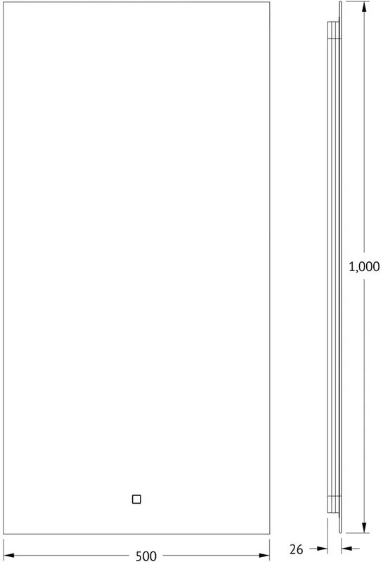 Зеркало Defesto Glow DF 2505S 50х100 с LED-подсветкой, 4 500 K, сенсорный выключатель