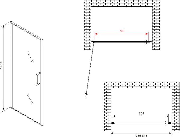 Душевая дверь в нишу Abber Sonnenstrand AG04080 80 см, профиль хром, стекло прозрачное Sancos — официальный сайт