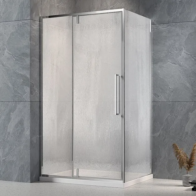 Душевой уголок Veconi Rovigo RV-034R 110х100 см, профиль глянцевый хром, стекло текстурное дождь Sancos — официальный сайт