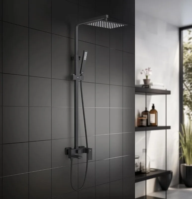Душевая стойка AQUATEK Либра AQ2640MB, матовая черная Sancos — официальный сайт
