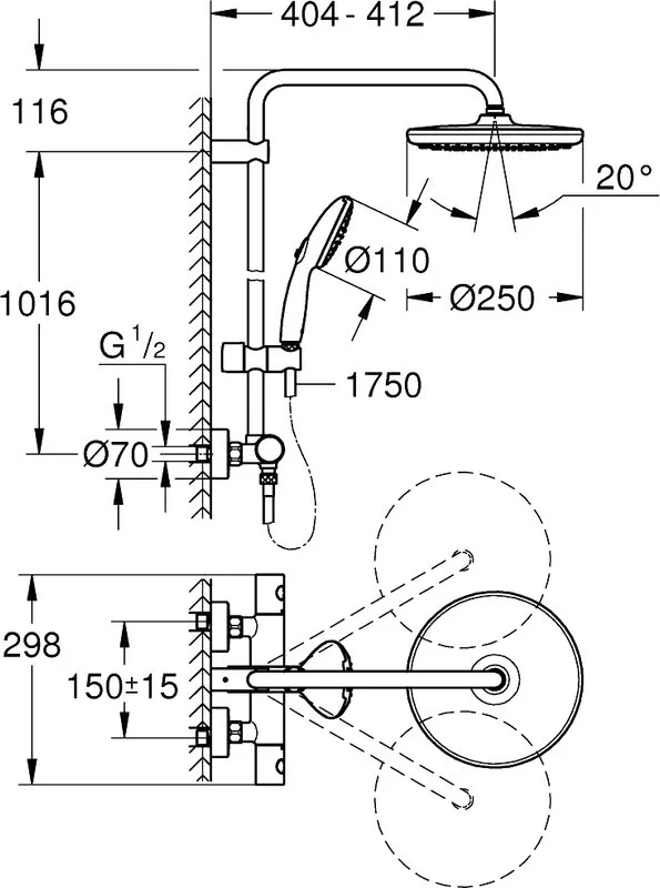 Душевая стойка Grohe Tempesta 26670001, с термостатом, хром Sancos — официальный сайт