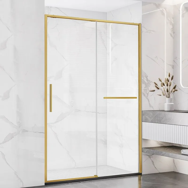 Душевая дверь в нишу Vincea Slim Soft VDS-1SS110CLG 110 см, профиль брашированное золото, стекло про Sancos — официальный сайт