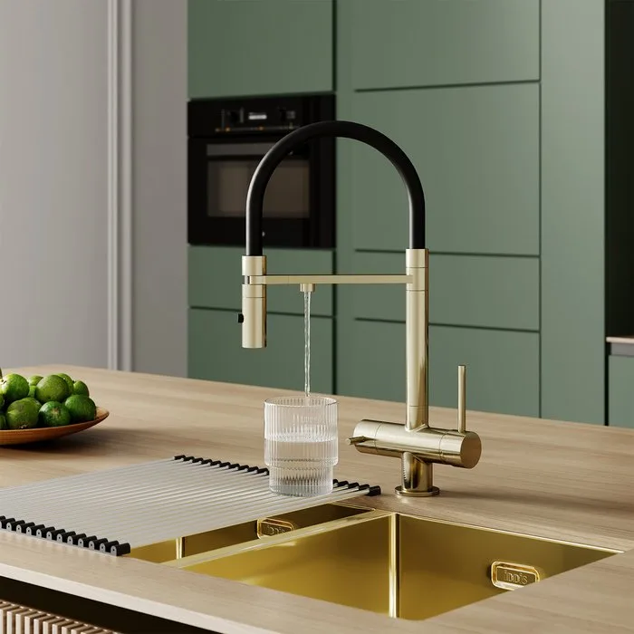 Смеситель для кухни IDDIS Ace ACEMGFFi05 матовое золото, с гибким изливом Sancos — официальный сайт