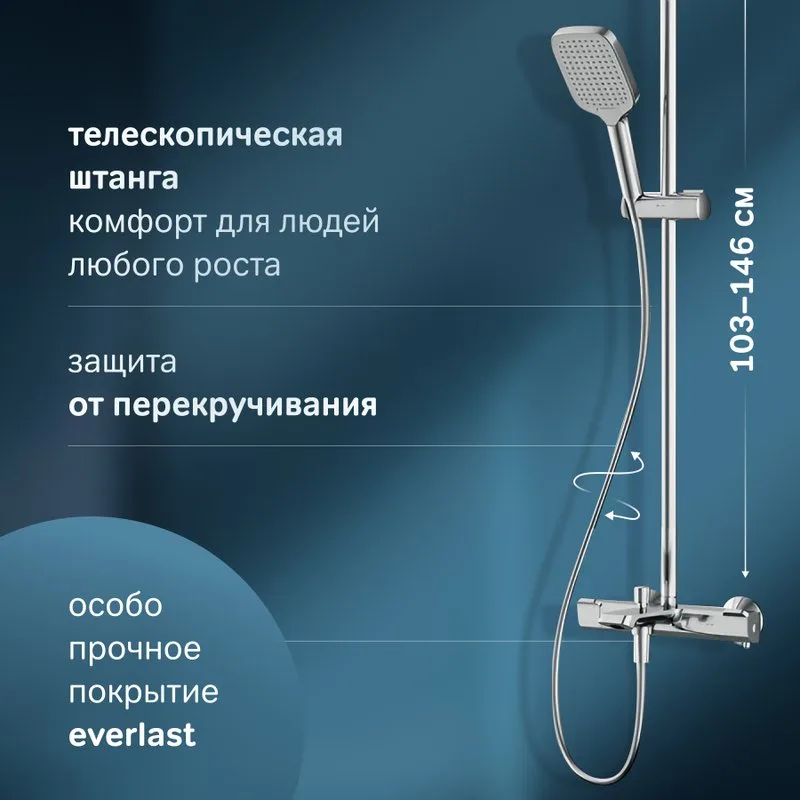 Душевая стойка AM.PM Func F078F500, хром, с термостатом Sancos — официальный сайт