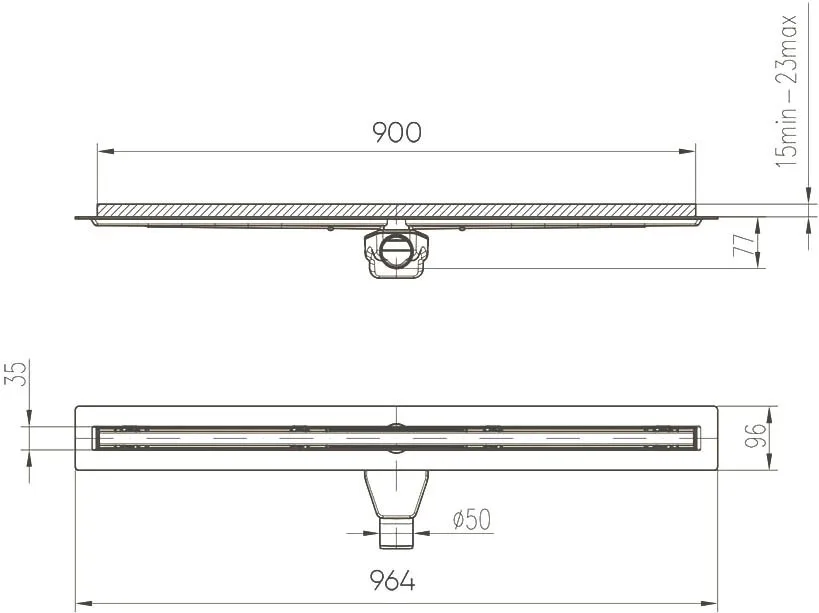 Душевой трап (лоток) Veconi Slim Line 900 хром матовый Sancos — официальный сайт