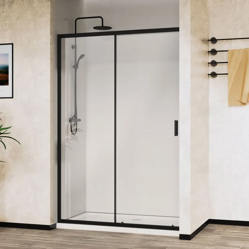 Душевая дверь в нишу Vincea City VDS-5CT120CLB 120 см, стекло прозрачное, черный Sancos — официальный сайт