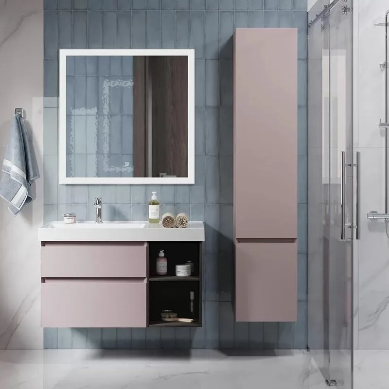 Тумба под раковину без столешницы KERAMA MARAZZI Cubo 90 левая, мальва матовая-древесная Sancos — официальный сайт