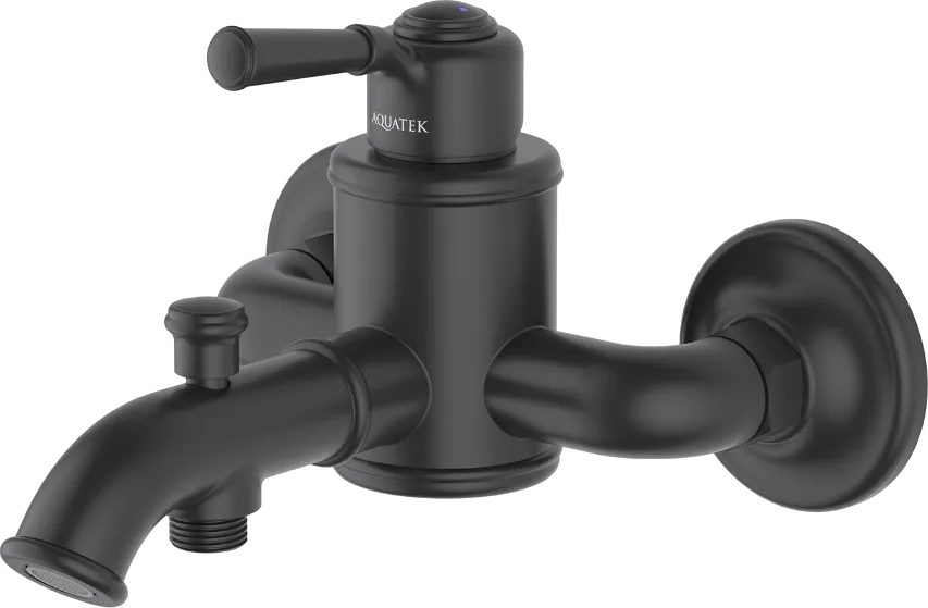 Смеситель для ванны с душем AQUATEK Классик AQ1540MB, матовый черный Sancos — официальный сайт