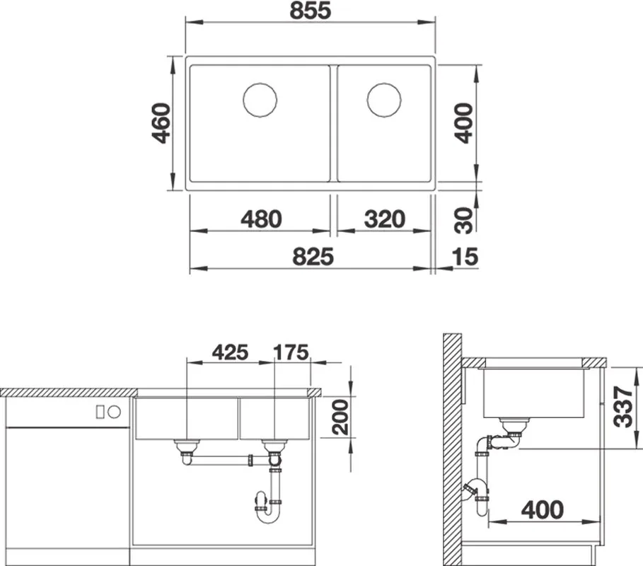 Мойка кухонная Blanco Subline 480/320-U темная скала Sancos — официальный сайт