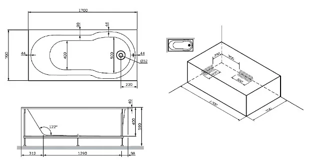 Акриловая ванна AM.PM X-Joy W88A-170-070W-A без опоры 170x70 см, пристенная, белая Sancos — официальный сайт
