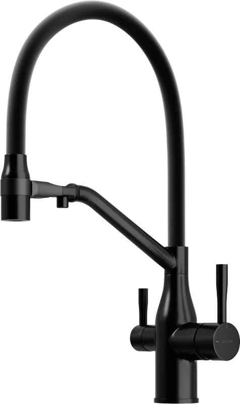 Смеситель для кухни Sancos Orta SC4008MB с гибким изливом, черный матовый Sancos — официальный сайт