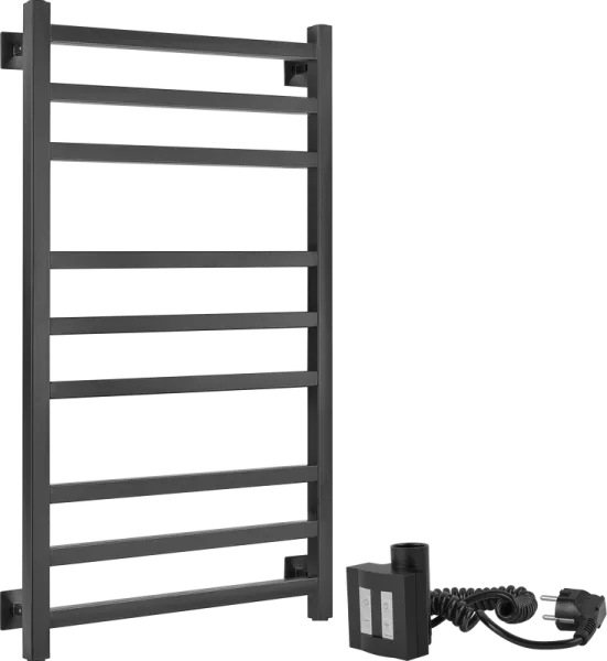 Полотенцесушитель электрический Secado Корато 3 , 100x50 ТЭН квадратный, черный матовый, L