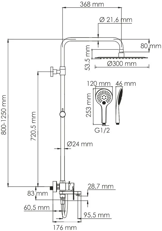 Душевая стойка Wasserkraft Mindel 8500 A185.161.155.WM, белая Sancos — официальный сайт