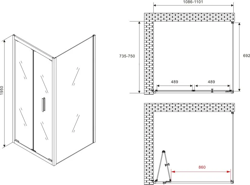Душевой уголок Abber Sonnenstrand AG07110-S75 110x75, профиль хром, стекло прозрачное Sancos — официальный сайт