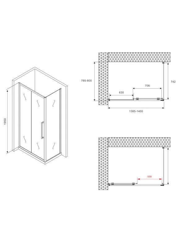 Душевой уголок Abber Schwarzer Diamant AG30140BMH-S80BM 140х80 см, профиль матовый черный, стекло ма Sancos — официальный сайт
