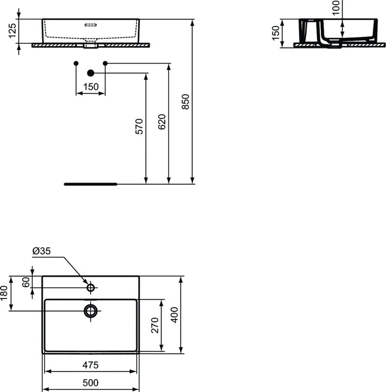 Накладная раковина Ideal Standard Extra 50 см Sancos — официальный сайт