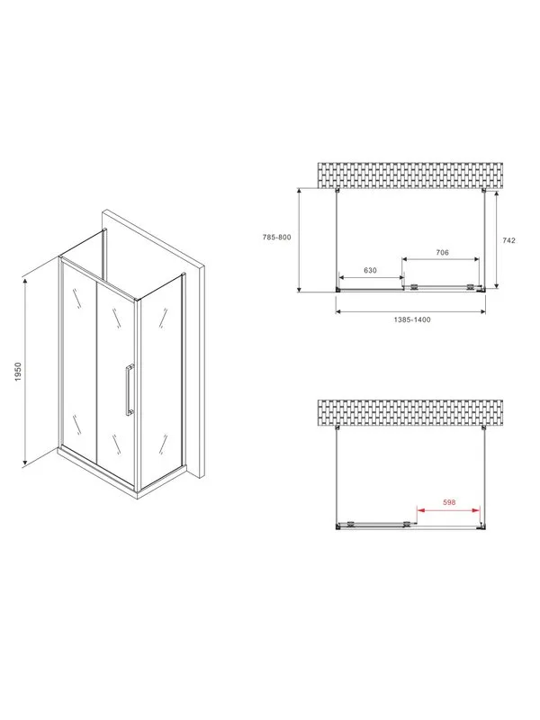 Душевой уголок Abber Schwarzer Diamant AG30140BMH-S80BM-S80BM 140х80 см, профиль матовый черный, сте Sancos — официальный сайт