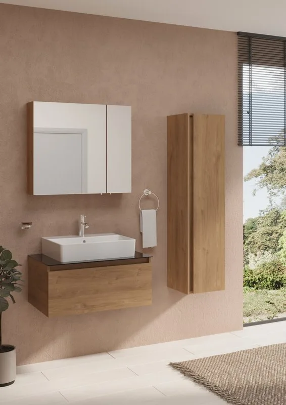 Шкаф-пенал для ванной VitrA Nuo 35 золотой дуб Sancos — официальный сайт