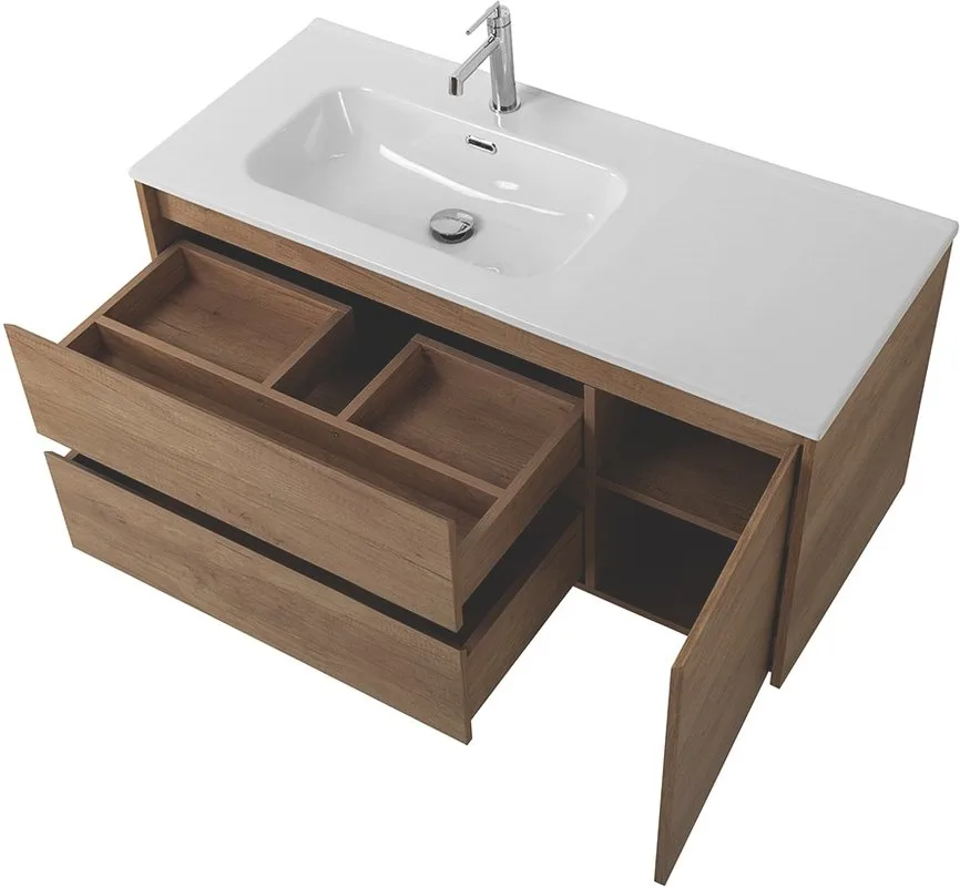 Тумба под раковину без столешницы BelBagno Kraft 100 L, 2 ящика, дверца, rovere nebrasca nature Sancos — официальный сайт