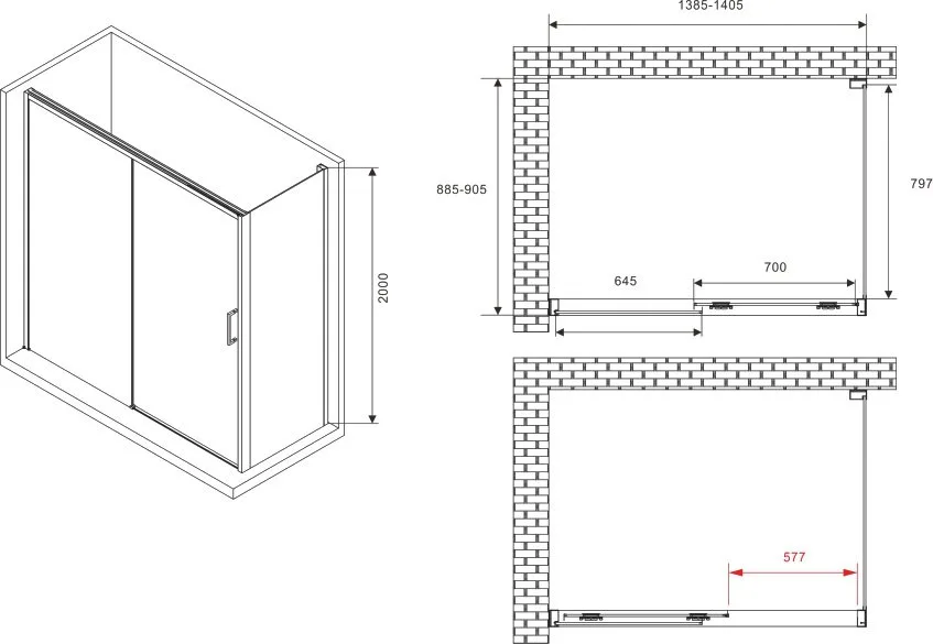 Душевой уголок Abber Komfort AG93140B-S92B 140x90, профиль черный, стекло прозрачное Sancos — официальный сайт