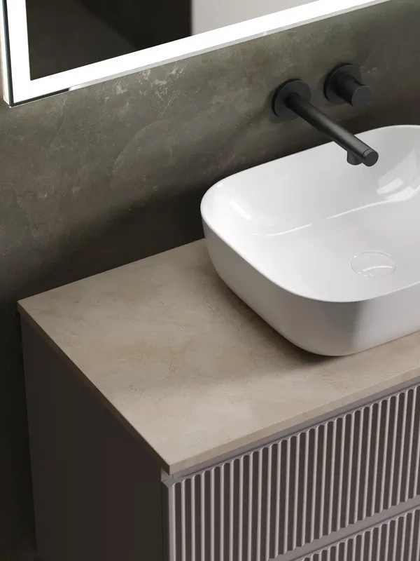 Тумба с раковиной Sancos Snob R 100 см, doha soft, столешница бежевая, раковина CN6008 Sancos — официальный сайт