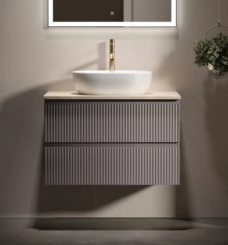 Тумба с раковиной Sancos Snob R 80 см, doha soft, столешница бежевая, раковина CN6019 Sancos — официальный сайт