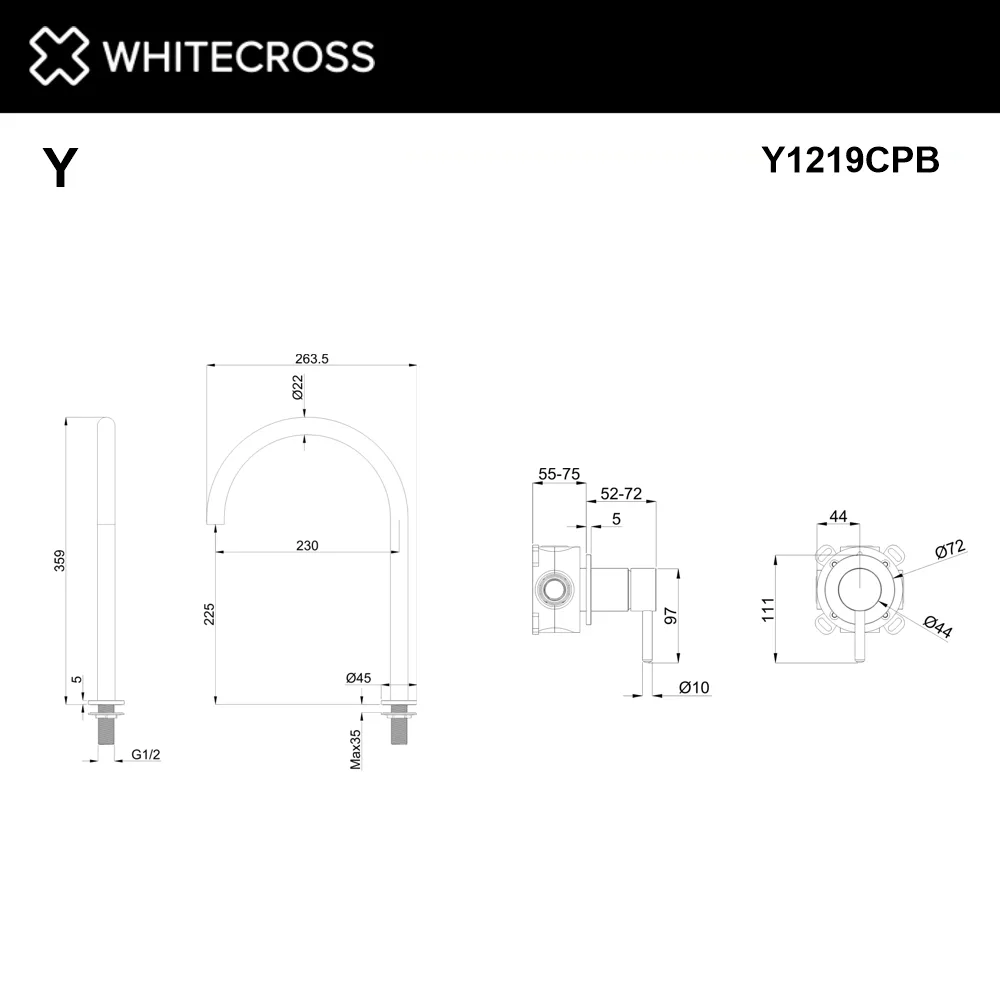 Смеситель для раковины WHITECROSS Y Y1219CPB С ВНУТРЕННЕЙ ЧАСТЬЮ, брашированная медь Sancos — официальный сайт