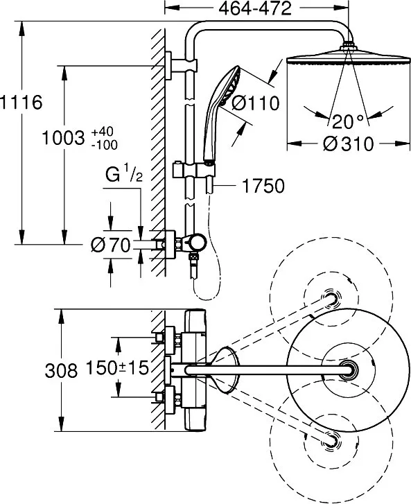 Душевая стойка Grohe Euphoria System 310 26075001 Sancos — официальный сайт