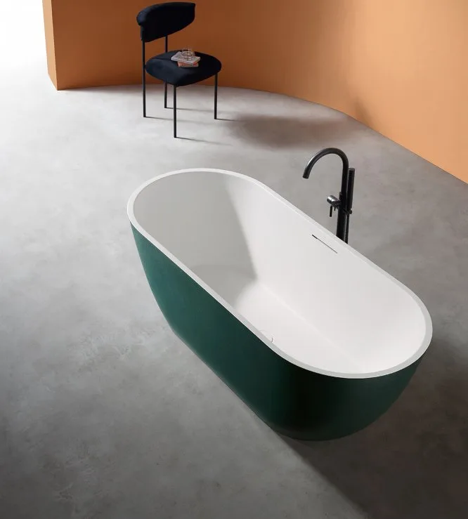 Ванна из искусственного камня Abber Frankfurt AM9941MBG 170x75 см, отдельностоящая, матовая темно-зе Sancos — официальный сайт