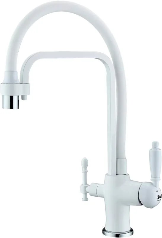 Смеситель для кухни Zorg Sanitary ZR 342-8 YF White с гибким изливом Sancos — официальный сайт